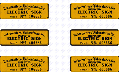 Underwriters Lab Electric Sign Decals (Item: DCL-UL-ES1)