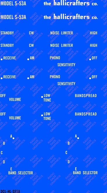 Hallicrafters S-53A Decal Set (Item: DCL-HL-S53A)