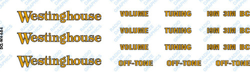 Westinghouse Model 684 Decal Set (Item: DCL-WH-684)