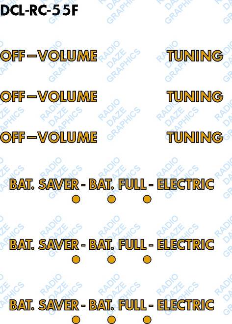 RCA Model 55F Decal Set (Item: DCL-RC-55F)