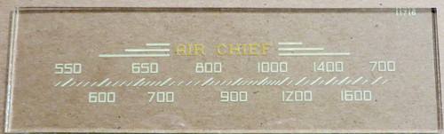 Dial image taken against a tan background to better illustrate off-white dial print. Dial glass is clear other than scale print.