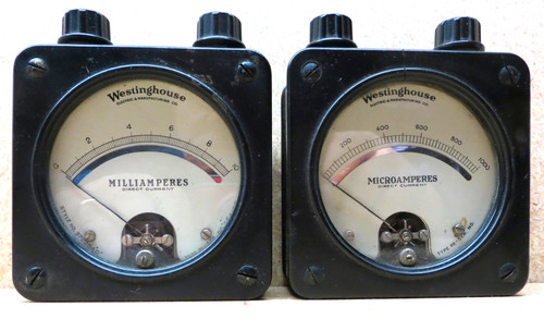 Two Vintage Westinghouse Type PX Direct Current Ammeters - Used (Item: RDW-113)