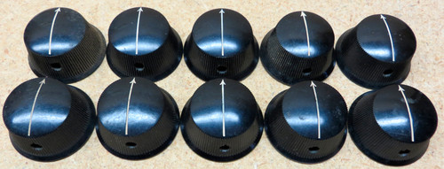 Set of Ten Knurled Bakelite Knobs - 1-1/2" Diameter - Used (Item: RDW-118)