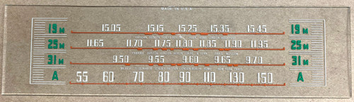 Dial image taken against a tan/brown background to better illustrate lighter portions of the dial scale. The dial is clear glass other than dial scale printing.