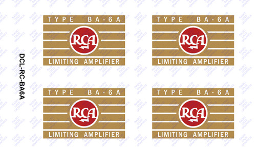 RCA Type BA-6A Limiting Amplifier Decal (Item: DCL-RC-BA6A)