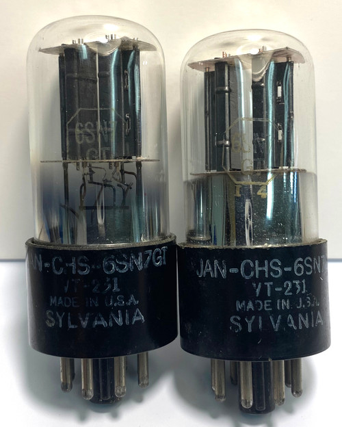 Matched Pair Sylvania JAN-CHS-6SN7GT Vacuum Tubes-Used-Fully Tested (Item: RDW-378)