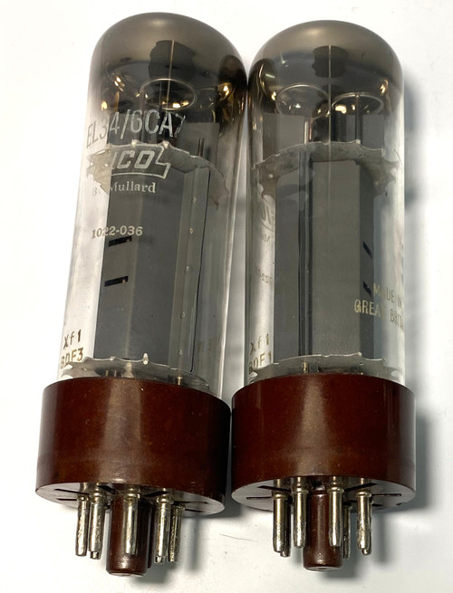 Pair Of XF1-Big Brown Base Mullard 6CA7/EL34 Vacuum Tubes-Used (Item: RDW-509)
