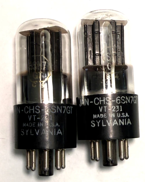 Matched Pair Sylvania JAN-CHS-6SN7GT VT-231-Fully Tested- White Box (Item: RDW-710)