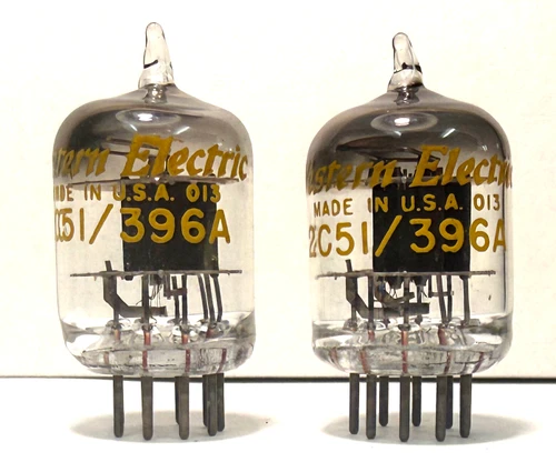 New Old Stock Matched Pair Western Electric 2C51/396A Vacuum Tubes (Item: RDW-7331)