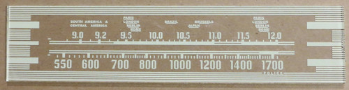 Dial image taken against a tan/brown background to better illustrate the off white dial print. Dial scale is clear glass other than print.
