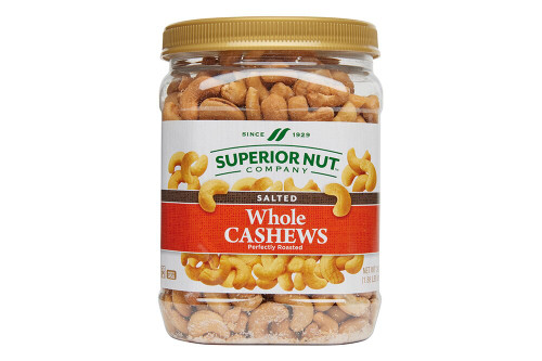 Roasted & Salted Whole Cashews, 30oz Jar