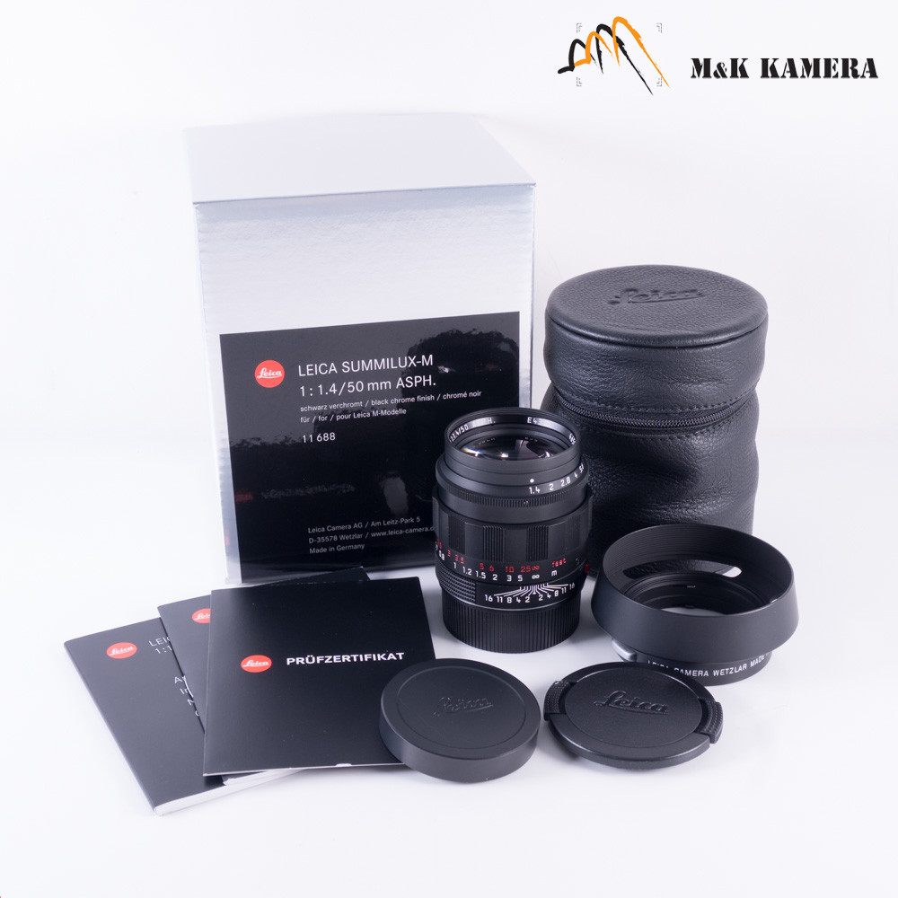 Leica Summilux-M 50mm F/1.4 ASPH Black Chrome Lens Germany 11688