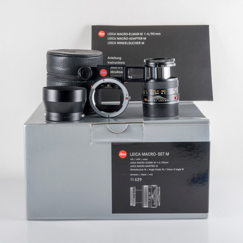 Leica Macro-Elmar-M 90mm F/4.0 Set Black Lens Yr.2003 Germany 11629 #88676