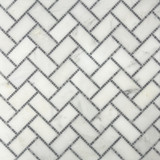 1"x2" Herringbone - Asian Statuary with Bardiglio 1"x2" Herringbone - Asian Statuary with Bardiglio