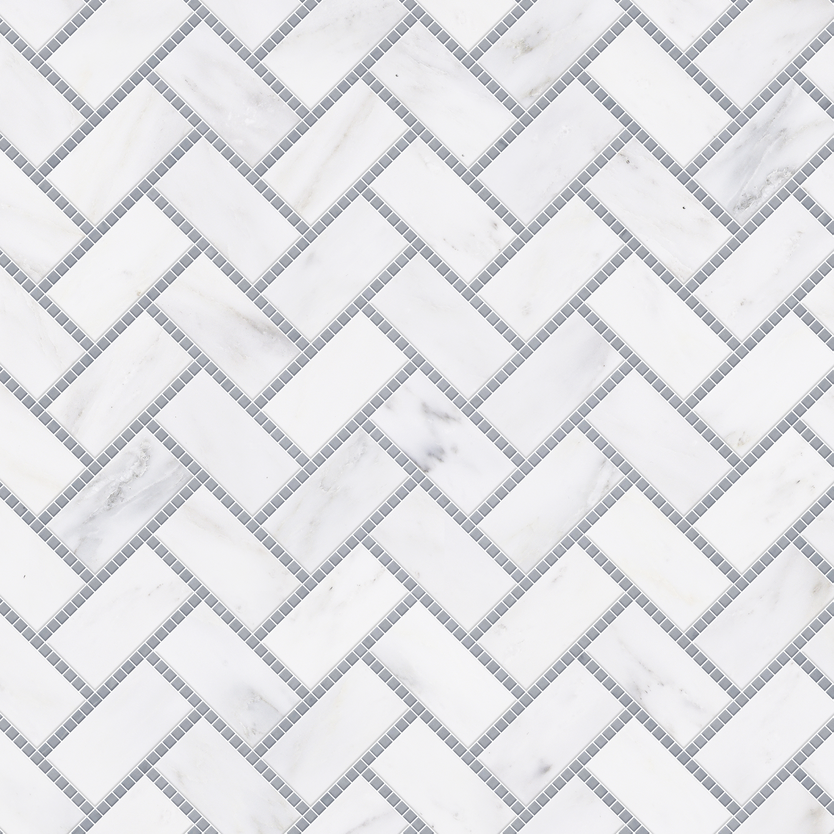1"x2" Herringbone - Asian Statuary with Bardiglio