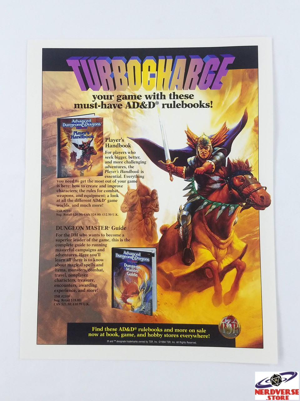 AD&D 2nd Edition Advertisement Flyer 1994 TSR Dungeons & Dragons
