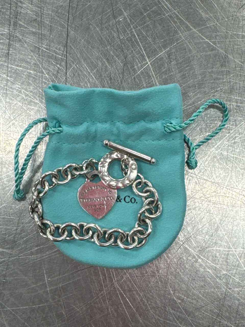 Charm Bracelet Used Tiffany Bracelet Pre-Owned Silver Tiffany T