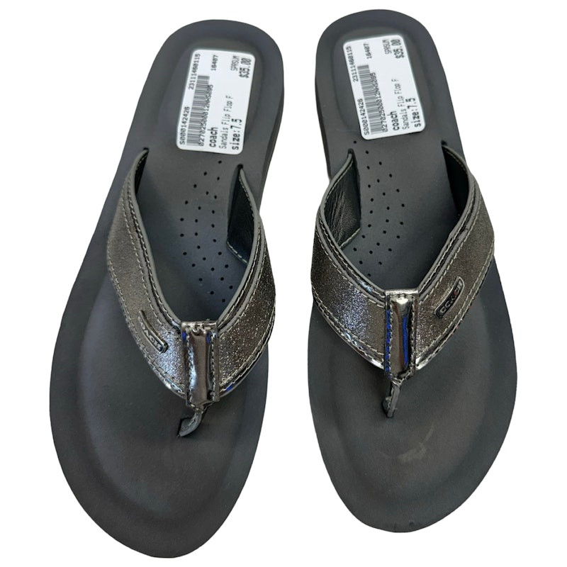 Coach Black and Gray Men\'s Sandals Amazon.com | COACH, Men, Buckle Strap Sandals in Signature  main image 4