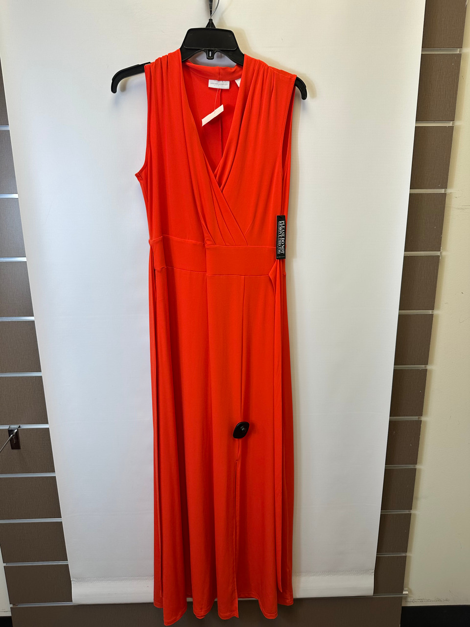 new york & company maxi dresses Open Crochet Halter Neck Slit Maxi Dress - MEDIUM / ORANGE
