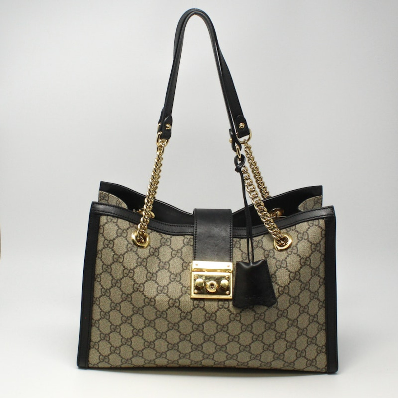 Used gucci GG SUPREME MEDIUM PADLOCK TOTE HANDBAGS HANDBAGS