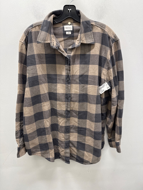 Vist Large View of Product Image Which is Used Brown/Black Plaid Wilfred Long Sleeve Top M-8/10