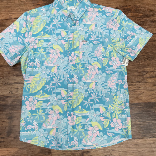 Vist Large View of Product Image Which is Used Vintage Summer Mens Short Sleeve Top L/16-16.5