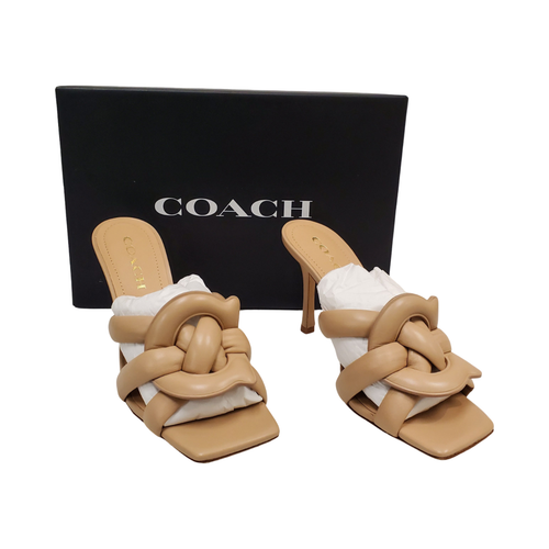 Vist Large View of Product Image Which is Used Coach Kellie Beechwood Leather Dress Sandals 7.5