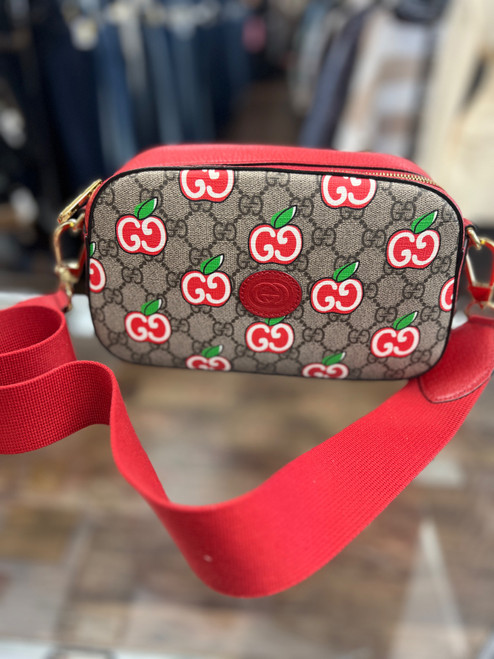 Vist Large View of Product Image Which is Used Gucci supreme apple Handbag