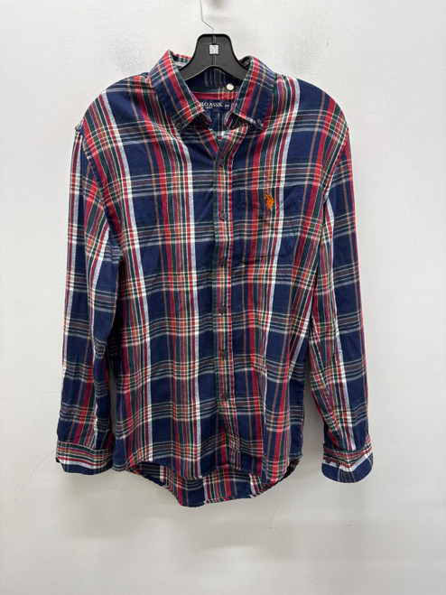 Vist Large View of Product Image Which is Used Blue Plaid Polo Ralph Lauren Mens Long Sleeve Top S/14-14.5