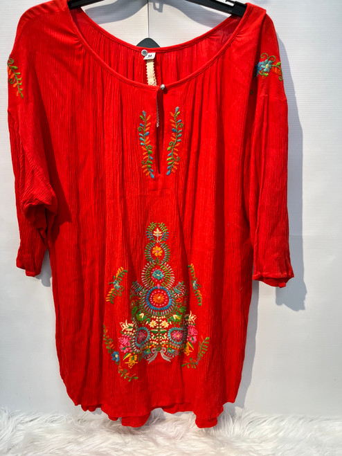Vist Large View of Product Image Which is Uncle Frank Red/Orange Long Sleeve Short Dress Size M