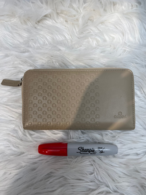  Omega Tan Leather Logo Wallet