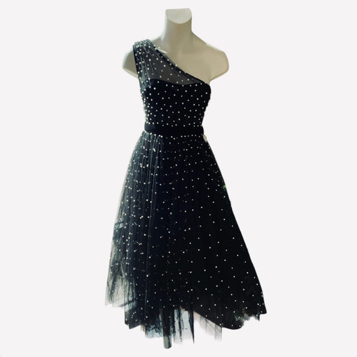 Vist Large View of Product Image Which is Mac Duggal Midi Pearl Tulle Gown XS