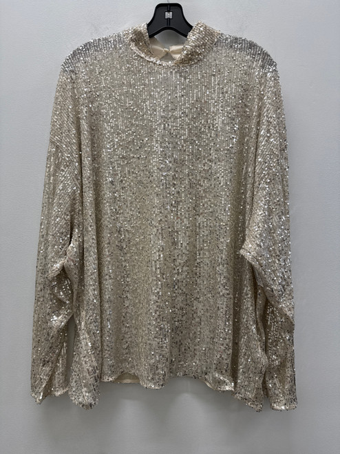 Vist Large View of Product Image Which is Used Tan Sparkly H & M Long Sleeve Top XL-16 (1121)