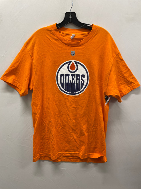 Used Orange Oilers Lucic Mens Short Sleeve Top L/16-16.5 60137-S000059274 Vist Large View of Product Image Which is Used Orange Oilers Lucic Mens Short Sleeve Top L/16-16.5