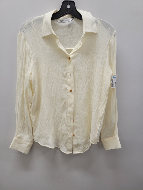 Used  White Zara Basic Long Sleeve Top S-4/6 60137-S000059386