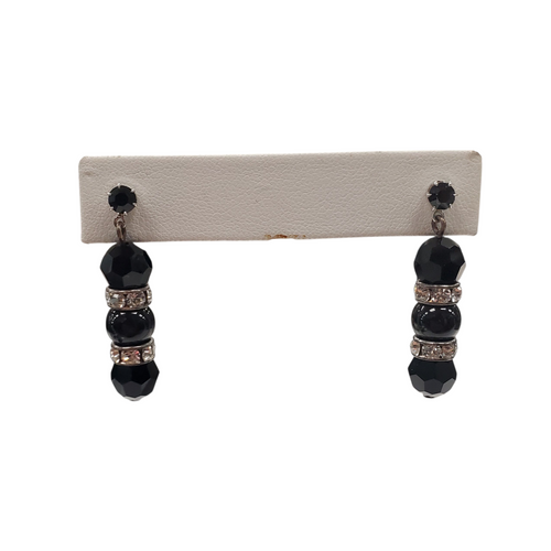 Used Blk Crystal Drop Earrings 60098-S000120964 Vist Large View of Product Image Which is Used Blk Crystal Drop Earrings