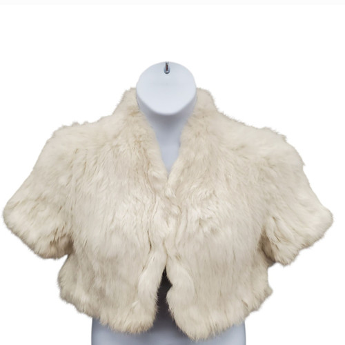 Used BCBG White Rabbit Fur Shrug M-8/10 60098-S000121340