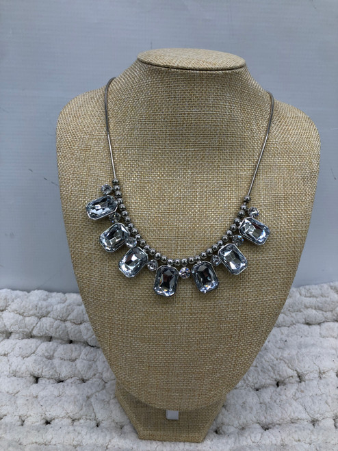 Vist Large View of Product Image Which is Used Silver Rectangle Gems With Balls Necklace