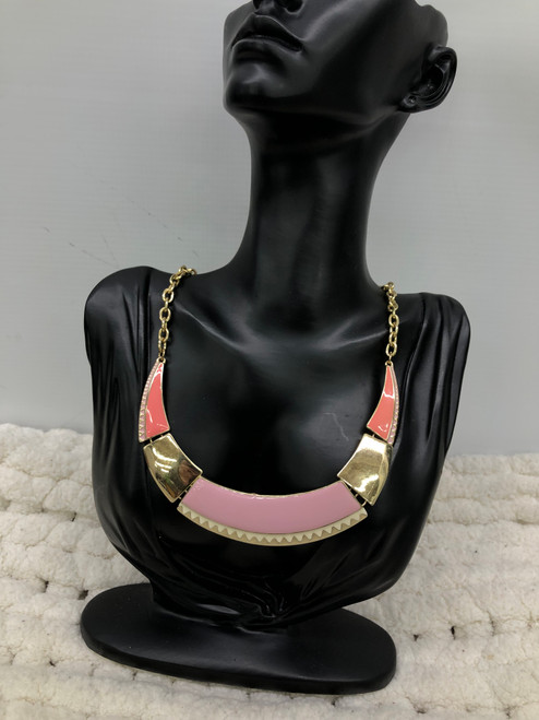 Vist Large View of Product Image Which is Used Flat Pink + Gold  Necklace
