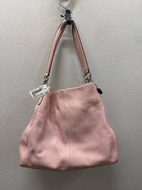 Used Pink Coach Slouchy Pebbled Leather Handbag 60137-S000064708