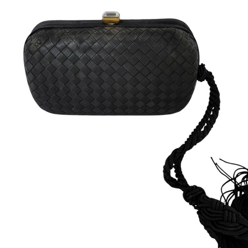 Vist Large View of Product Image Which is Used Bottega Veneta Intrecciato Knot Satin Crystal Mineaudiere black 60099-S000330592