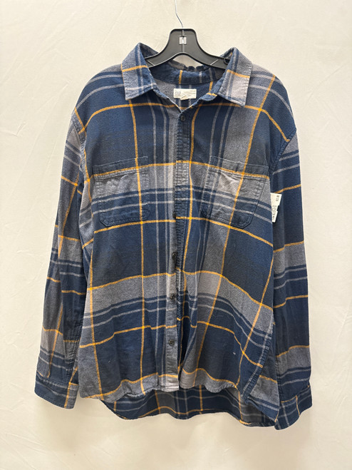 Vist Large View of Product Image Which is Used Gap Plaid Blue/Grey/Yellow Mens Button Down Long Sleeve Top XL/17-17.5