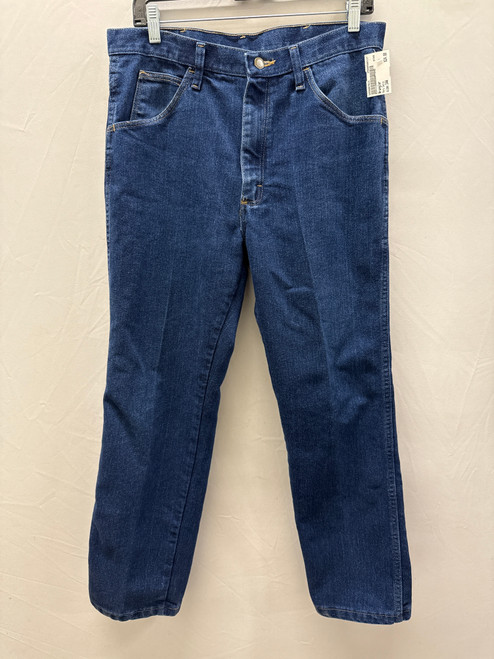Used Wrangler Dark Blue Wash Mens Denim 34W 60137-S000067613 Vist Large View of Product Image Which is Used Wrangler Dark Blue Wash Mens Denim 34W