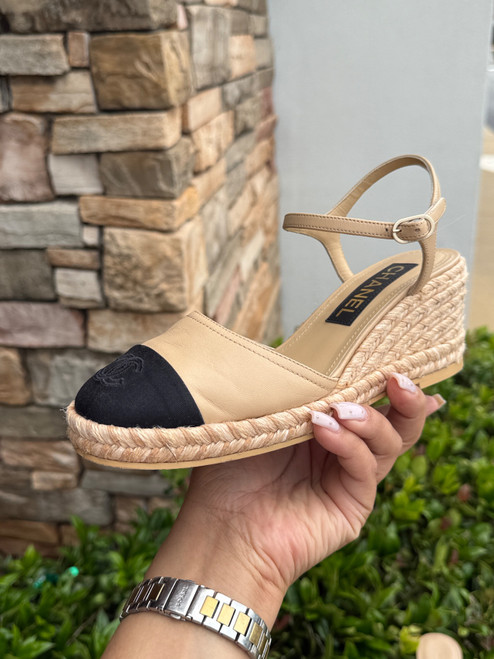 Vist Large View of Product Image Which is Used Chanel Wedge Sandals 7.5