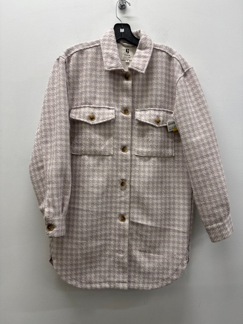 Vist Large View of Product Image Which is Used Pink Garcia Houndstooth Patterned Shacket  Short Light Jacket M-8/10