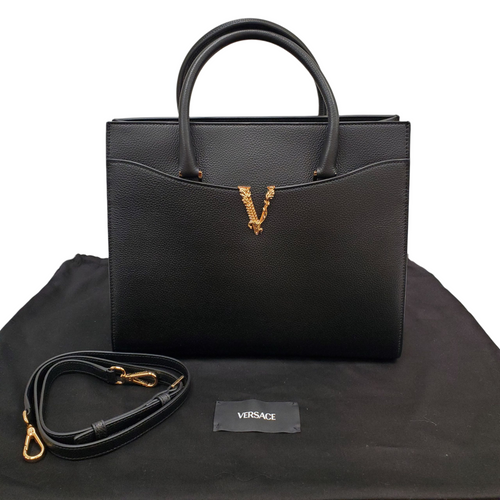 Vist Large View of Product Image Which is Used Versace Saffiano Leather Large Satchel bag