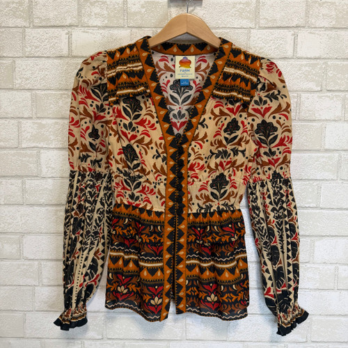 Vist Large View of Product Image Which is Used Farm Rio Long Sleeve Top XXS