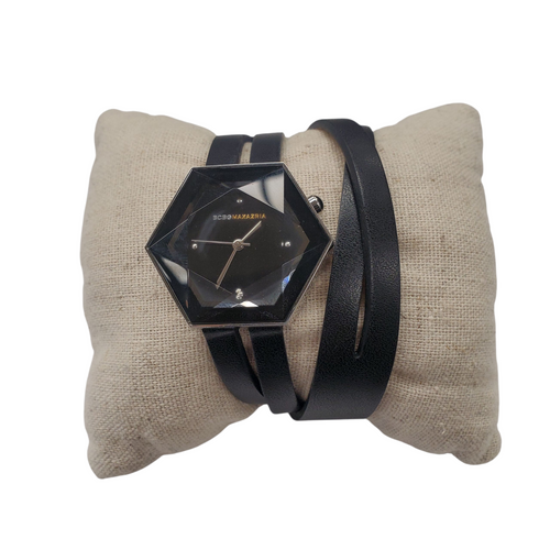 Vist Large View of Product Image Which is Used BCBG Paris Leather Band Wrap Watch