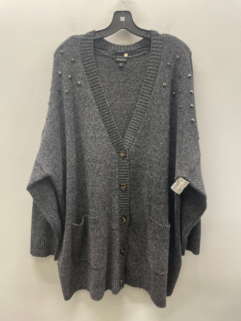 Vist Large View of Product Image Which is Used Grey Button Up Torrid Lightweight Sweater 3X-22