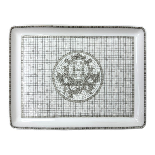 Vist Large View of Product Image Which is Used Hermes Mosaic au 24 Small Tray Ceramic White and Grey